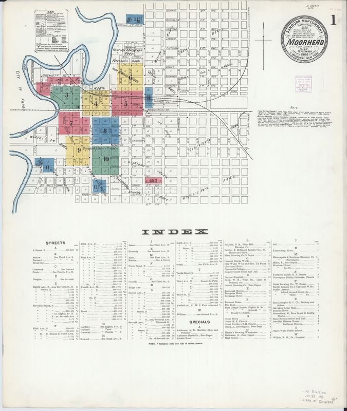Page 1 of 1906 Moorhead fire insurance map.
